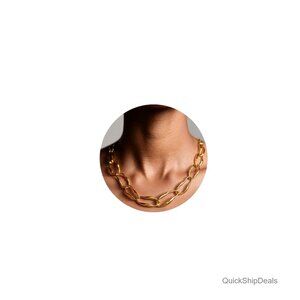 Gold Chunky Chain Statement Necklace 50cm Length Everyday Wear